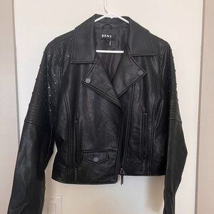 DKNY Faux Leather Cropped Moto Women's Jacket